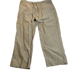 Gap Women's Pants XL Beige Casual Cotton Drawstring Pants Relaxed Fit Button Up